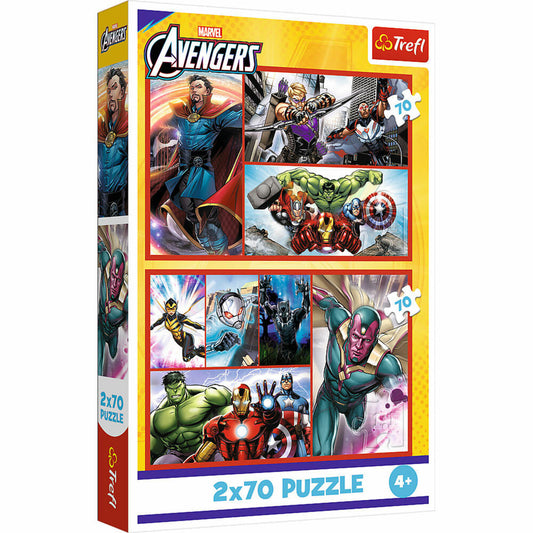 Trefl Puzzle Marvel Avengers, Kinderpuzzle, Kinder, 2 x 70 Teile, 41 x 27.8 cm, 34439