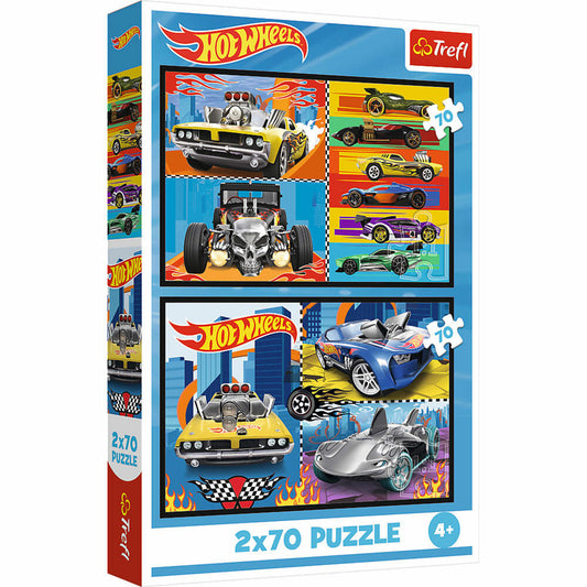 Trefl Puzzle Hot Wheels, Kinderpuzzle, Kinder, 2 x 70 Teile, 41 x 27.8 cm, 34442