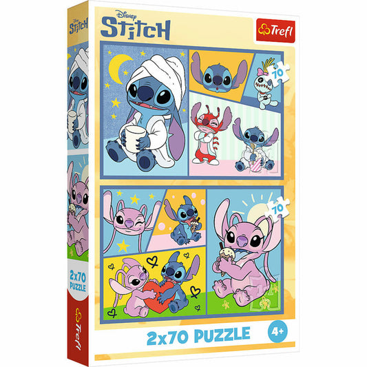 Trefl Puzzle Lilo & Stitch, Kinderpuzzle, Kinder, 2 x 70 Teile, 41 x 27.8 cm, 34444