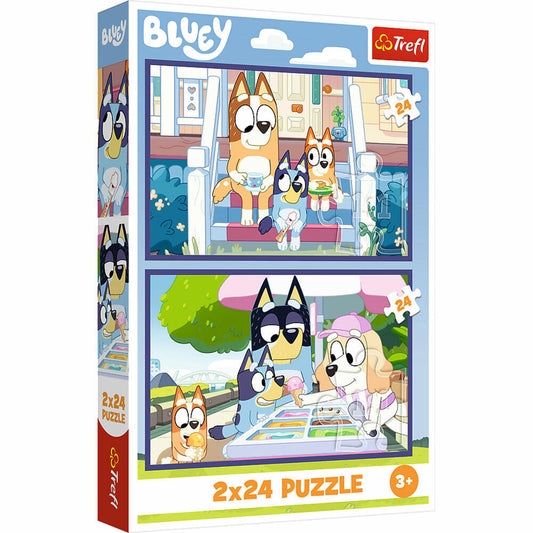Trefl Puzzle Bluey, Kinderpuzzle, Kinder, 2 x 24 Teile, 41 x 27.8 cm, 34446