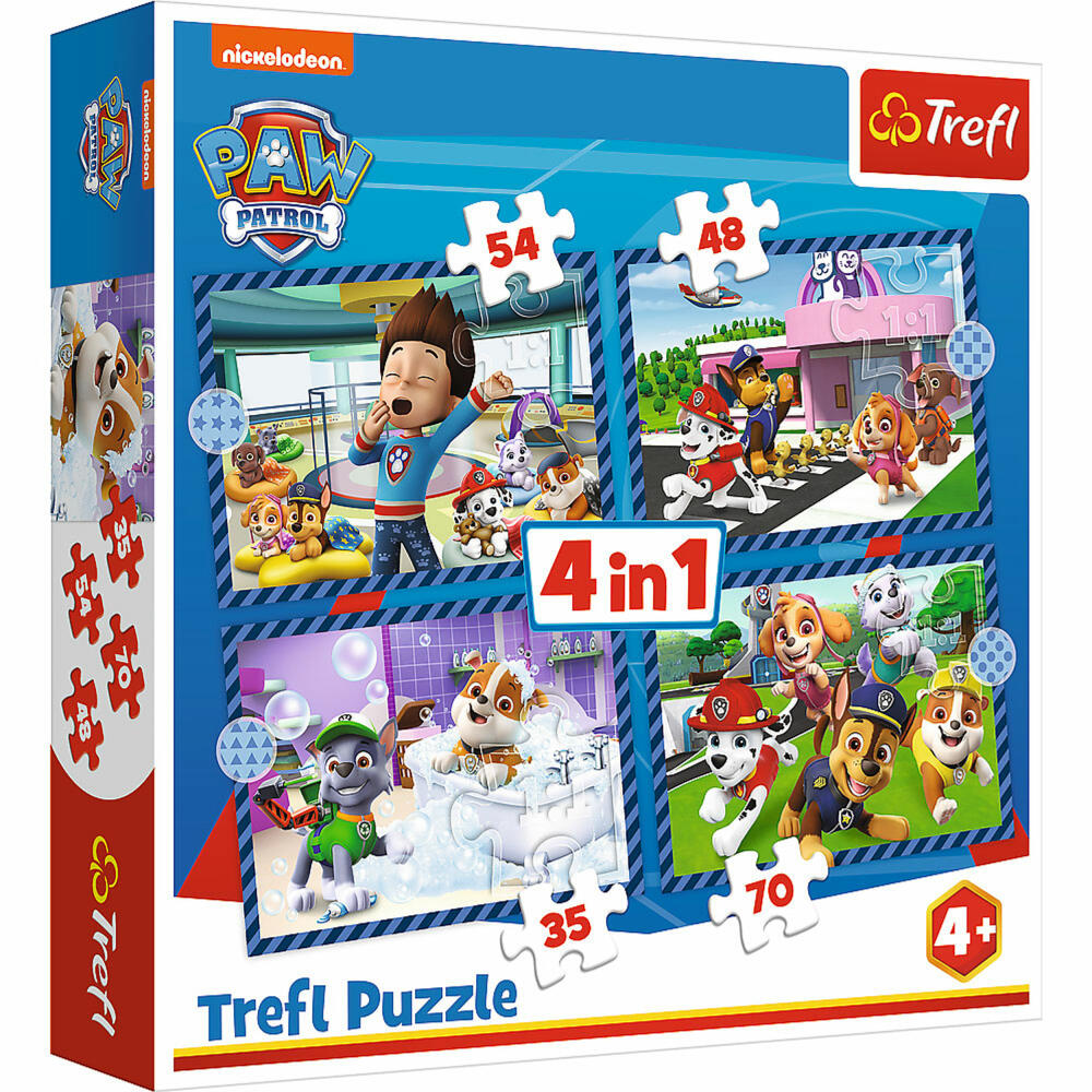 Trefl 4 in 1 Puzzle - Paw Patrol, Kinderpuzzle, Kinder, 35 + 48 + 54 + 70 Teile, 28.5 x 20.5 cm, 34650
