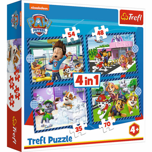 Trefl 4 in 1 Puzzle - Paw Patrol, Kinderpuzzle, Kinder, 35 + 48 + 54 + 70 Teile, 28.5 x 20.5 cm, 34650