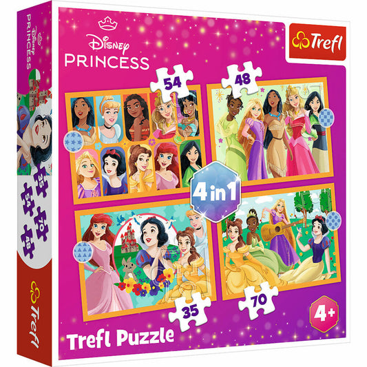 Trefl 4 in 1 Puzzle - Disney Prinzessin, Kinderpuzzle, Kinder, 35 + 48 + 54 + 70 Teile, 28.5 x 20.5 cm, 34651