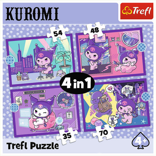 Trefl 4 in 1 Puzzle -Hello Kitty Kuromi, Kinderpuzzle, Kinder, 35 + 48 + 54 + 70 Teile, 28.5 x 20.5 cm, 34676