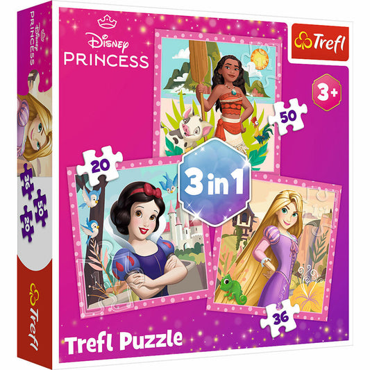 Trefl 3 in 1 Puzzle - Disney Prinzessin, Kinderpuzzle, Kinder, 20 + 50 + 36 Teile, 20 x 19.5 cm, 34875