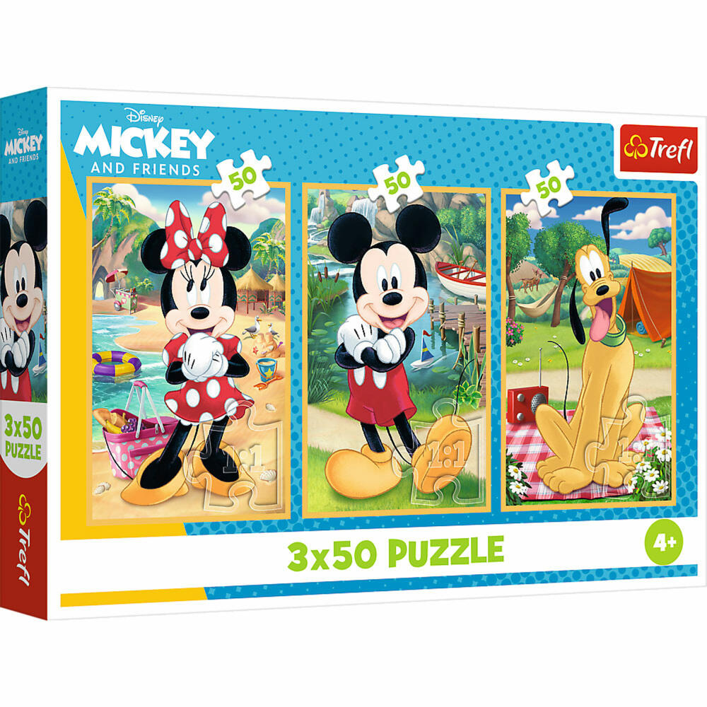 Trefl Puzzle Micky Maus, Kinderpuzzle, Kinder, 3 x 50 Teile, 41 x 27.8 cm, 34881