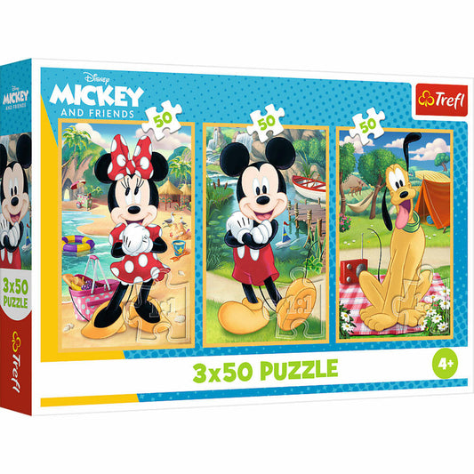 Trefl Puzzle Micky Maus, Kinderpuzzle, Kinder, 3 x 50 Teile, 41 x 27.8 cm, 34881