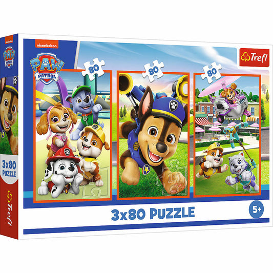 Trefl Puzzle Paw Patrol, Kinderpuzzle, Kinder, 3 x 80 Teile, 41 x 27.8 cm, 34886