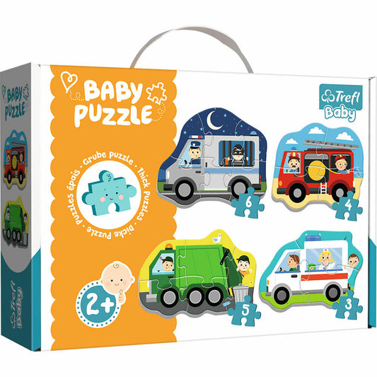 Trefl Baby Puzzle Beruf und Fahrzeuge, Kinderpuzzle, Tierpuzzle, 3 - 6 Teile, 36071