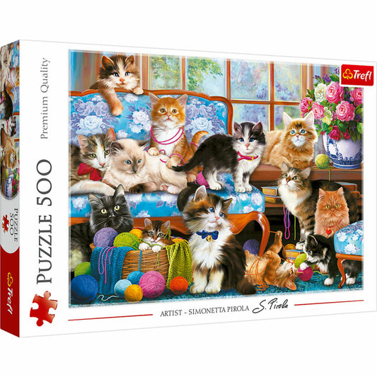 Trefl Puzzle Katzen Familie, Kätzchen, 500 Teile, 48 x 34 cm, 37425