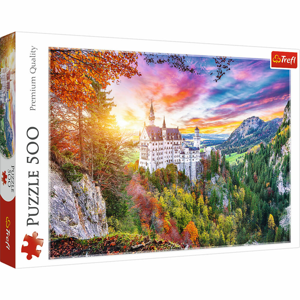 Trefl Puzzle Blick auf Neuschwanstein, Deutschland, Schloss, 500 Teile, 48 x 34 cm, 37427