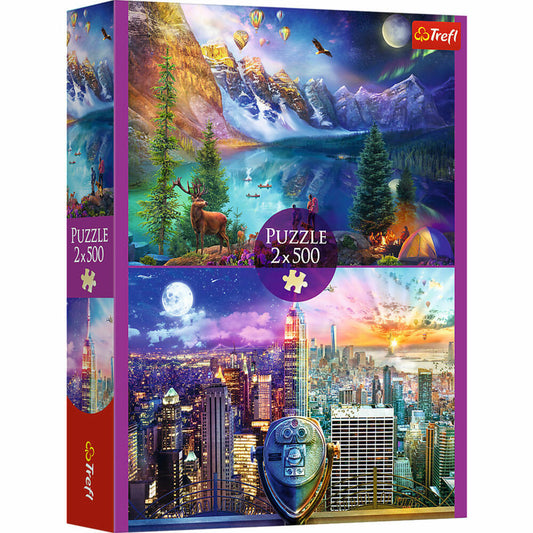 Trefl Puzzle Amerika Tour, Kinderpuzzle, 2 x 500 Teile, 48 x 34 cm, 37500