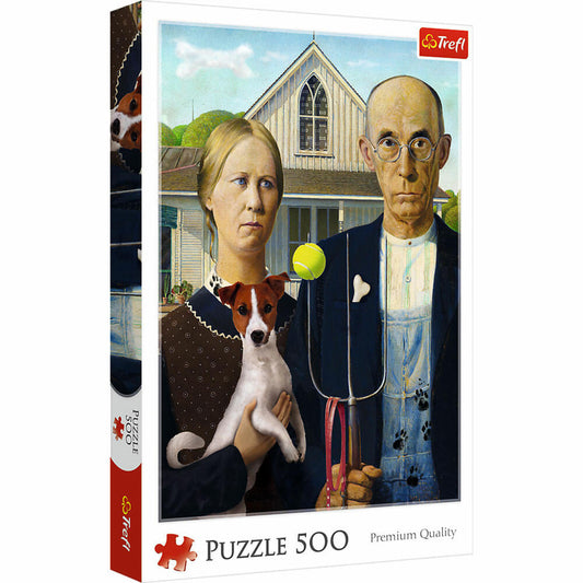 Trefl Puzzle Amerikanische Gothic: Hunde Edition, 500 Teile, 48 x 34 cm, 37526