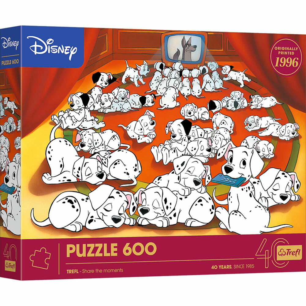 Trefl Puzzle Jubiläum 101 Dalmatiner, 40 Jahre Disney, Kinderpuzzle, 600 Teile, 37604