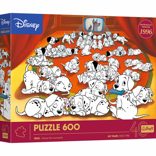 Trefl Puzzle Jubiläum 101 Dalmatiner, 40 Jahre Disney, Kinderpuzzle, 600 Teile, 37604