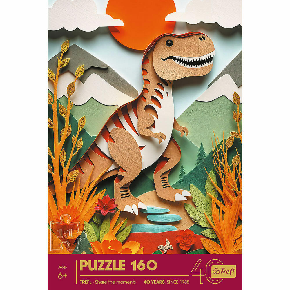 Trefl Puzzle Dinosaurier, Premium Plus, 40 Jahre Trefl Jubiläum, 160 Teile, 41 x 27.5 cm, 40048