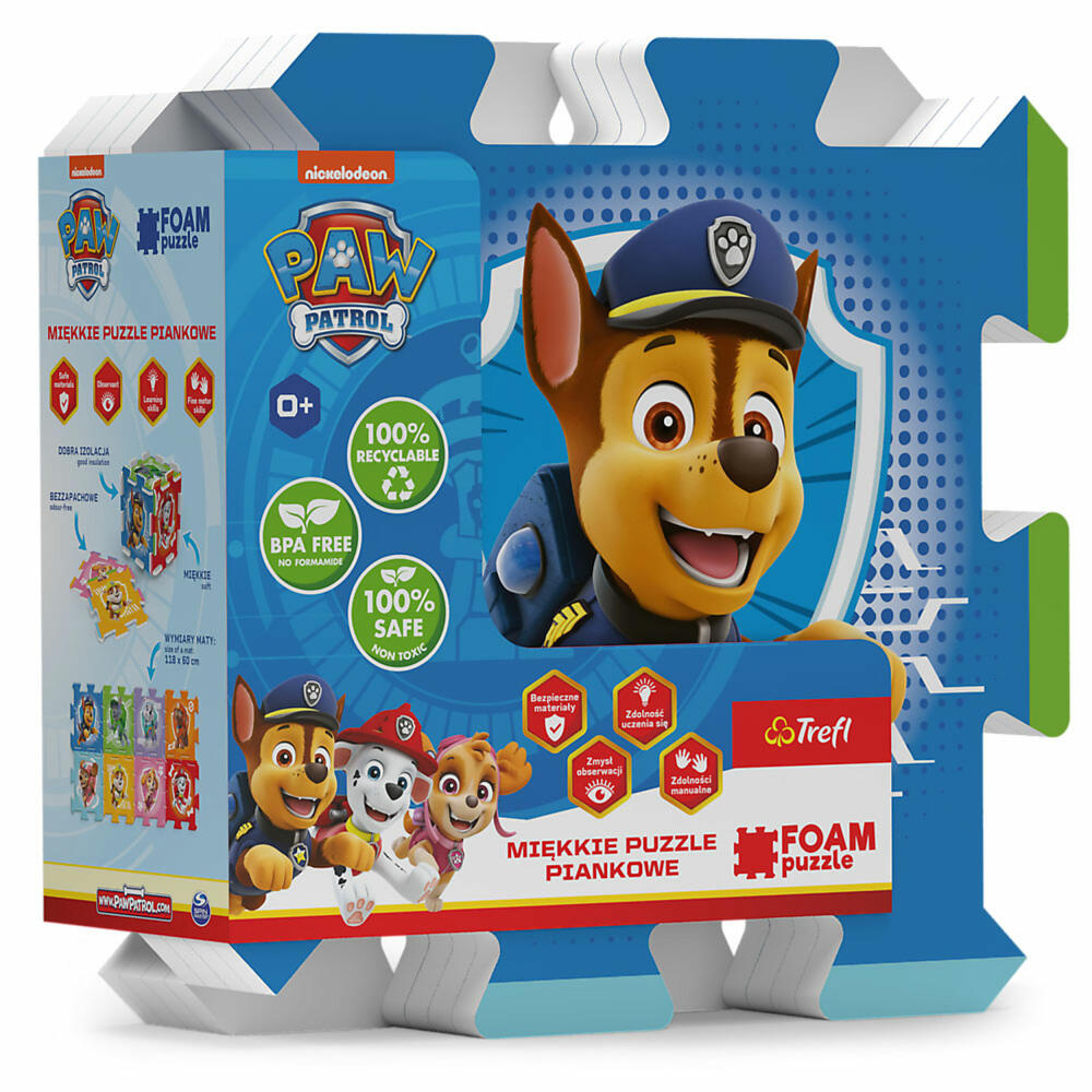 Trefl Schaumstoff-Puzzle - Paw Patrol, Puzzlematte, Puzzle, Spielmatte, 8 Teile, 61614