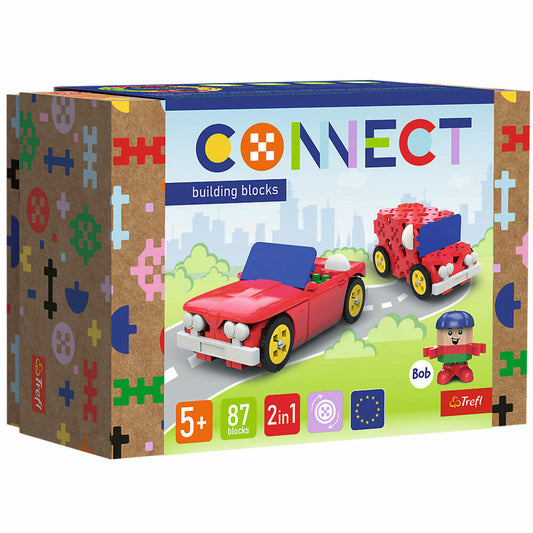 Trefl CONNECT S - Cabrio Lieferfahrzeug, Bausteine, Bauklötze, ab 5 Jahren, 87 Teile , 61970