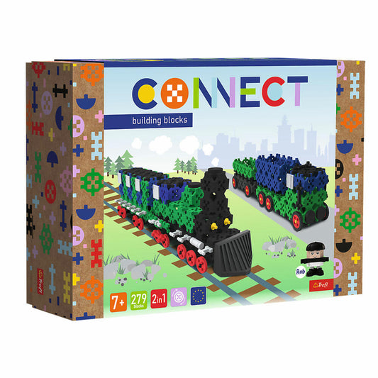 Trefl CONNECT L - Eisenbahn LKW mit Anhänger, Bausteine, Bauklötze, ab 5 Jahren, 279 Teile, 61976
