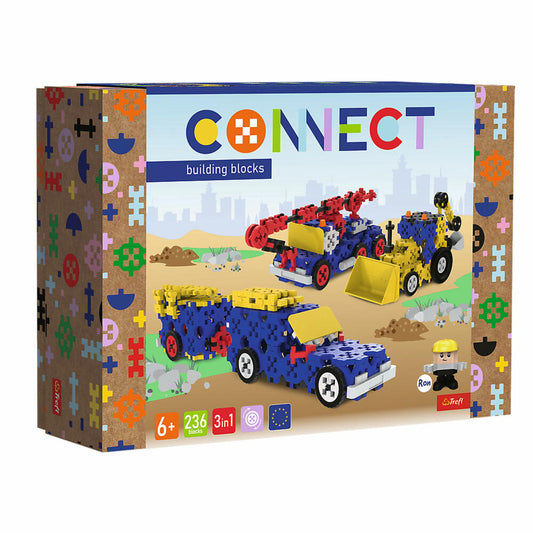 Trefl CONNECT L - Baufahrzeuge, Bausteine, Bauklötze, ab 6 Jahren, 236 Teile, 61979