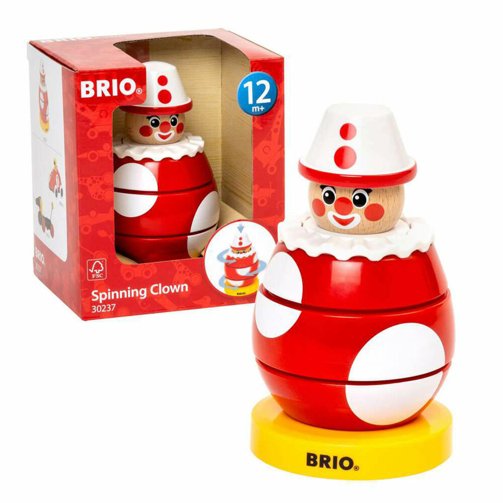 BRIO Drück- & Dreh-Clown, Holzspielzeug, Holz Spielzeug, ab 12 Monaten, 63023700