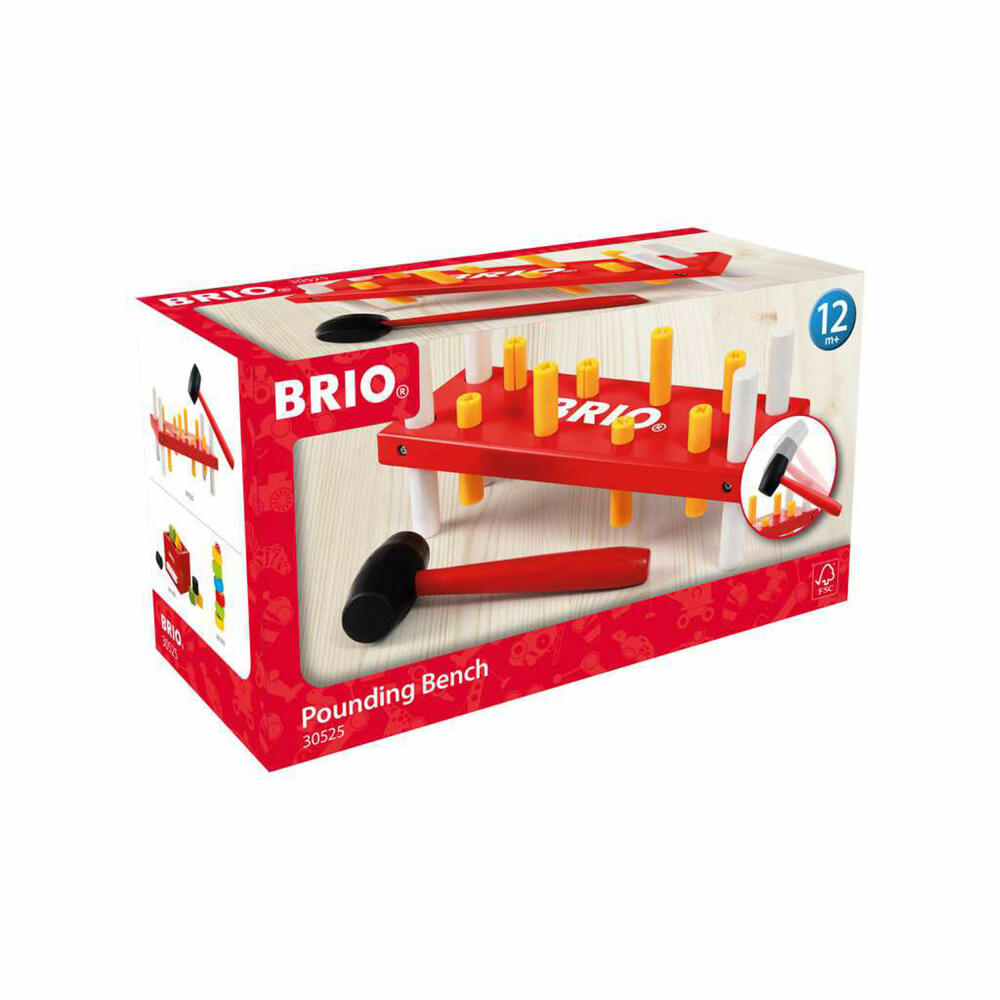 BRIO Rote Klopfbank, Hammerspiel, Spielzeug, Holz, ab 12 Monaten, 63052500