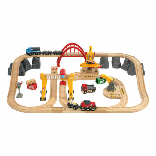 BRIO Frachten Set Deluxe, 54-tlg., Zubehör für die Holzeisenbahn, Holzspielzeug, Holz Spielzeug, 33097
