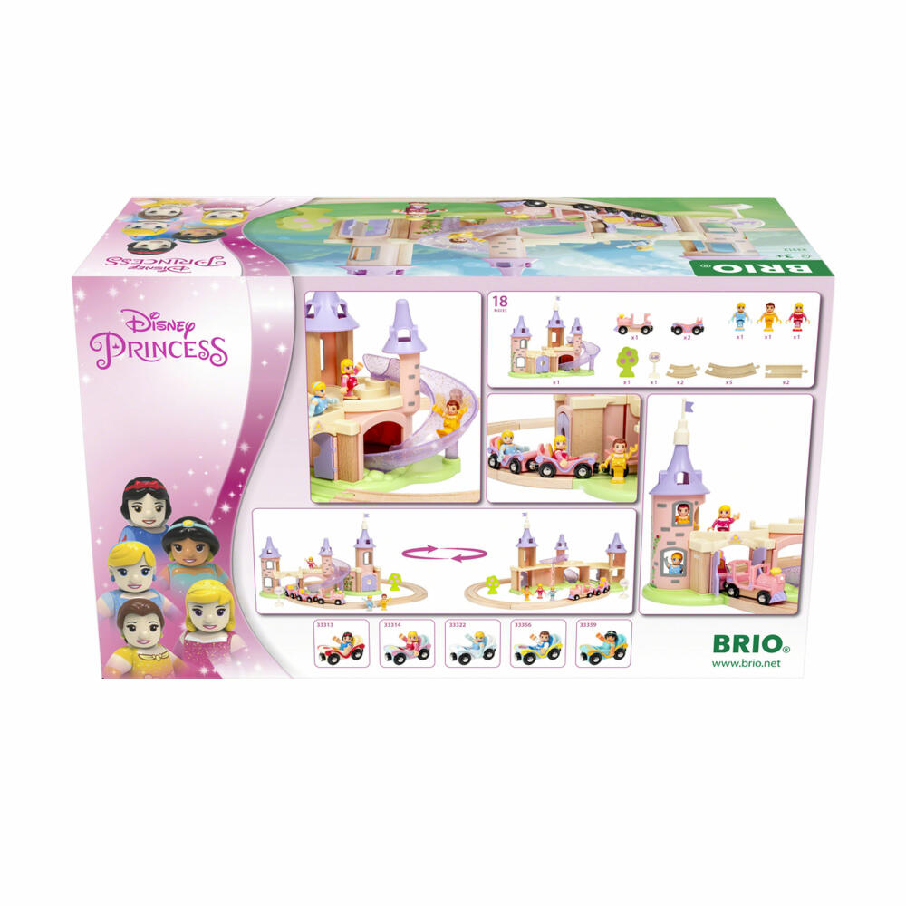 BRIO Disney Princess Traumschloss, Eisenbahn-Set, Schloss, Holzeisenbahn, Holz Eisenbahn, Spielset, 33312