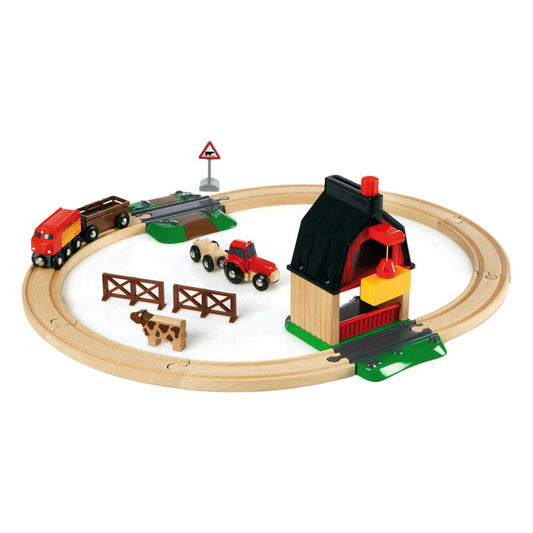 BRIO Bahn Bauernhof Set, 20-tlg., Zubehör für die Holzeisenbahn, Holzspielzeug, Holz Spielzeug, 33719