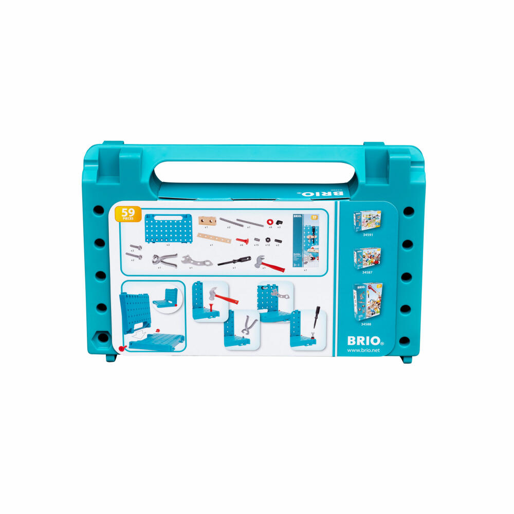 BRIO Builder Werkbank-Koffer, 59-tlg., Werkzeugkoffer, Werkzeug, Spielzeug, Holz, 63459600