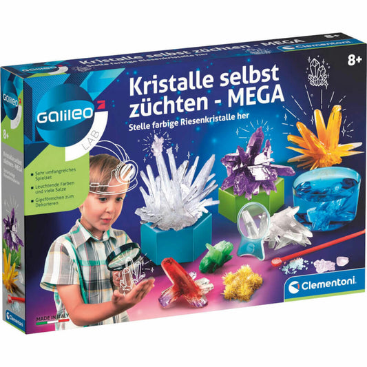Clementoni Galileo Kristalle selbst züchten Mega, Experimentierkasten, Kristallzucht, ab 8 Jahre, 59130