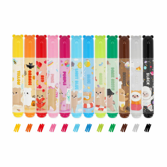 Legami Markers Set Teddy Friends Teddy Bear, 12-tlg., Filzstifte, Malstifte, Stifte, TDM0001
