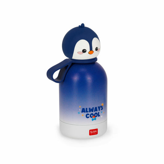 Legami Hot&Cold Kids Bottle Penguin, Thermoflasche, Isoflasche, Trinkflasche, Kinder, Pinguin, 310 ml, KSSB0007