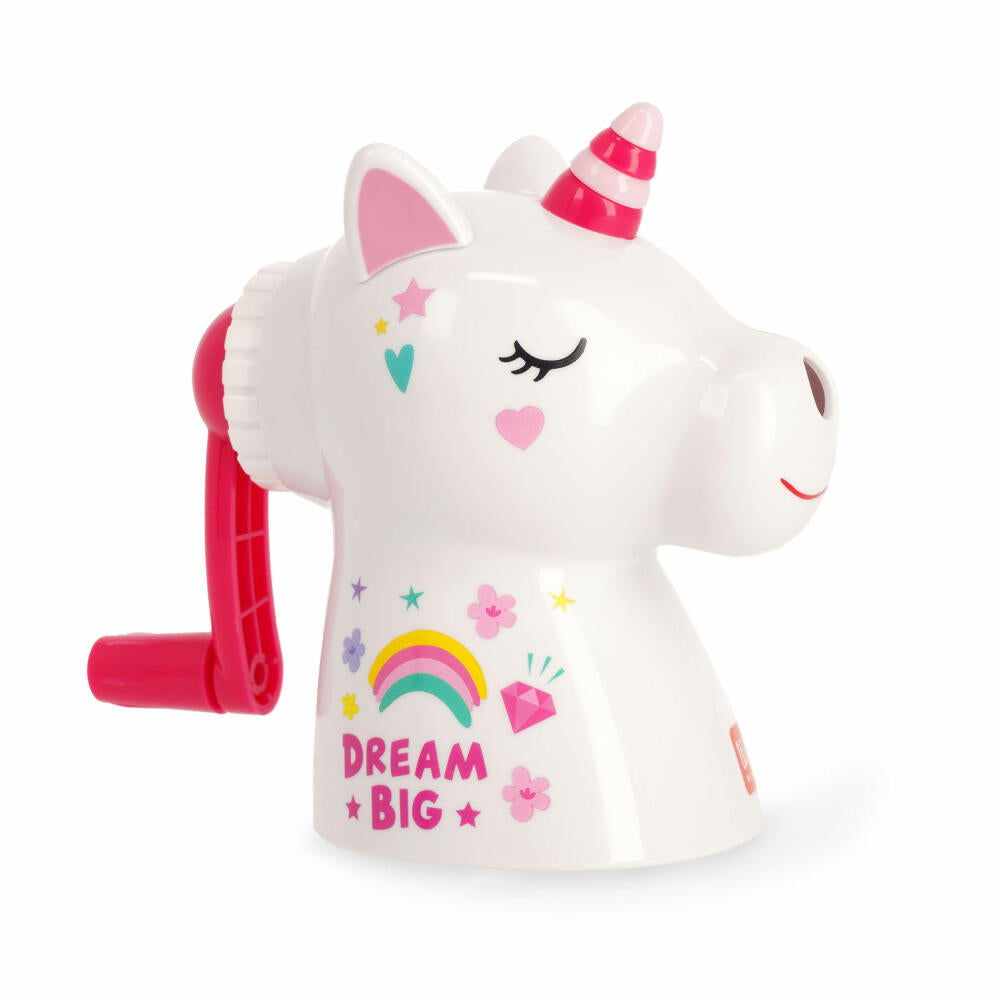 Legami Desktop Pencil Sharpener Dream Big Unicorn, Anspitzer mit Handkurbel, Spitzer, US0001