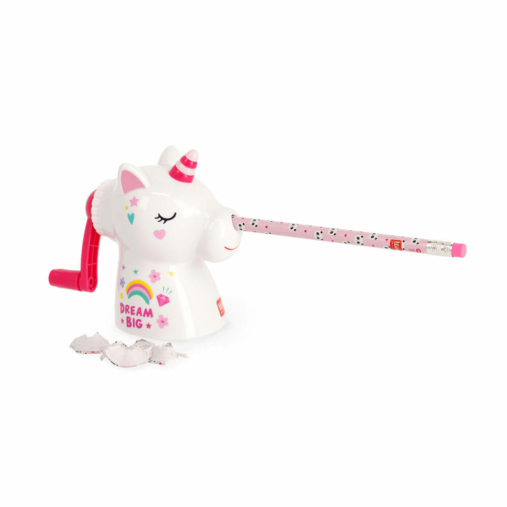 Legami Desktop Pencil Sharpener Dream Big Unicorn, Anspitzer mit Handkurbel, Spitzer, US0001