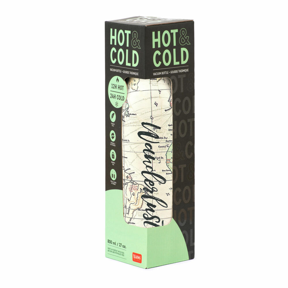 Legami Vacuum Bottle Hot & Cold Travel, Thermoflasche, Isoflasche, Trinkflasche, 800 ml, SSBL0003