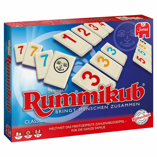 Jumbo Spiele Original Rummikub Classic, Gesellschaftsspiel, Familienspiel, Zahlenablagespiel, 17571