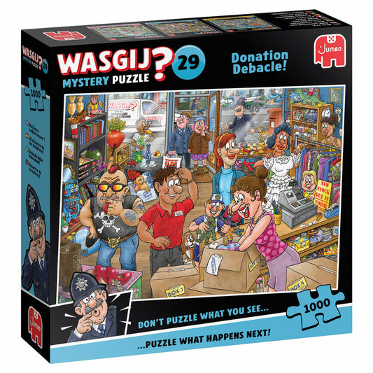 Jumbo Wasgij Mystery 29 - Spenden-Desaster, Puzzle, Erwachsenenpuzzle, 1000 Teile, 1110100513