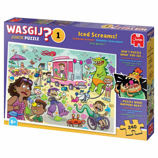 Jumbo Wasgij Junior 1 - Eiskalter Schrecken, Kinderpuzzle, Kinder Puzzle, 240 Teile, 1110100806