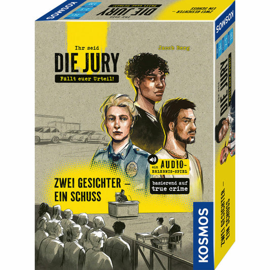 KOSMOS Die Jury: Zwei Gesichter - ein Schuss, True-Crime, Gesellschaftsspiel, Spiel, ab 14 Jahren, 685041