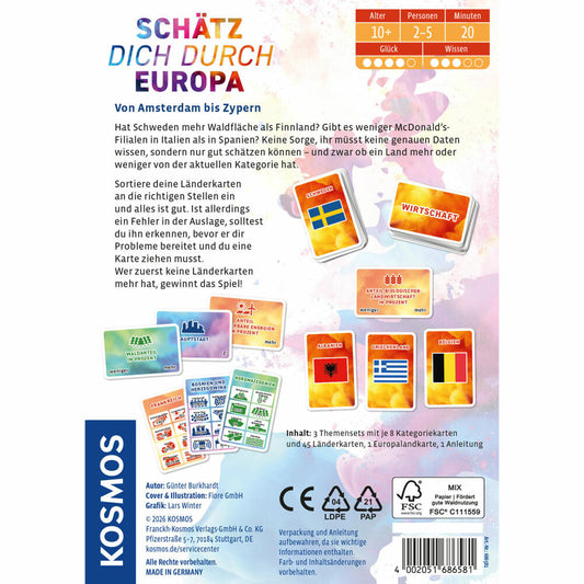 KOSMOS Schätz dich durch Europa, Schätzspiel, Gesellschaftsspiel, Familienspiel, ab 10 Jahren, 686581