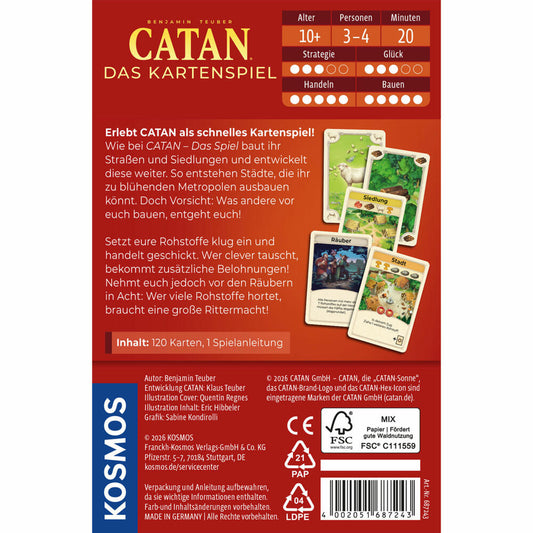KOSMOS CATAN Das Kartenspiel, Gesellschaftsspiel, Familienspiel, Eigenständiges Spiel, ab 10 Jahren, 687243