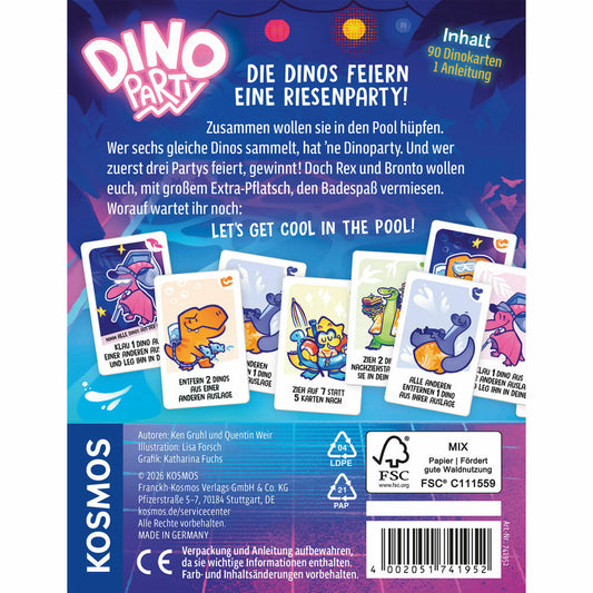 KOSMOS Dino Party, Kartenspiel, Familienspiel, Partyspiel, Gesellschaftsspiel, ab 7 Jahren, 741952