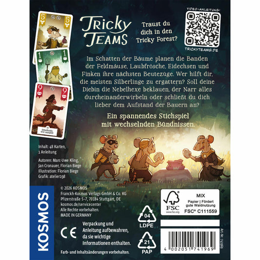 KOSMOS Tricky Teams, Stichspiel, Kartenspiel, Familienspiel, Gesellschaftsspiel, ab 10 Jahren, 741969