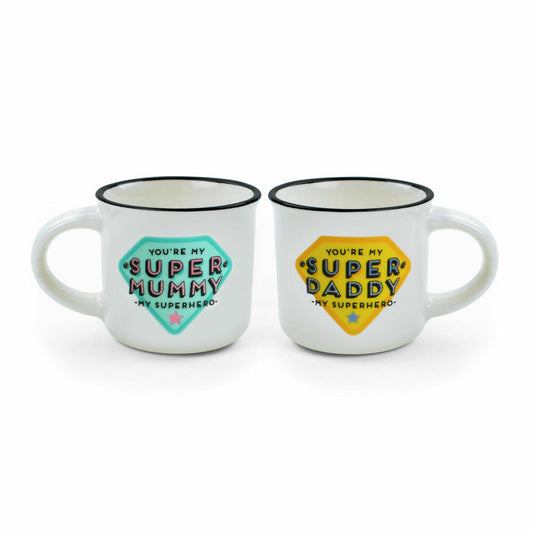 Legami Espresso For Two 2 Coffee Mugs Super Mummy And Super Daddy, 2-tlg., Espressotasse, Tasse, 50 ml, MM0015