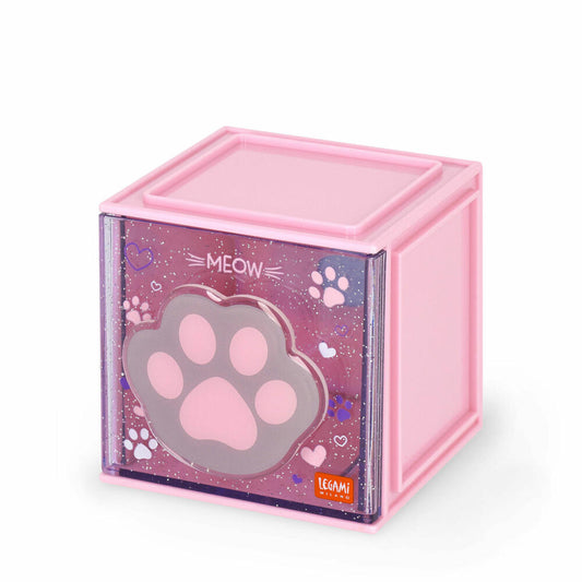 Legami Stackable Desk Storage Box Cutie Cube Kitty, Schreibtisch-Organizer, Aufbewahrung, Katze, SBX0003