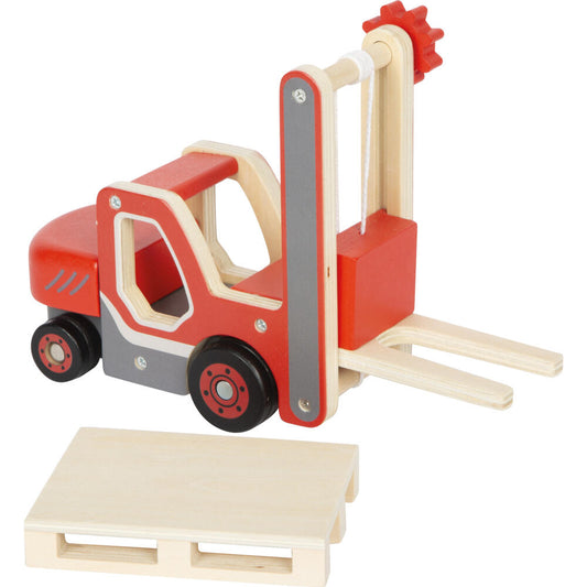 Legler Small Foot Gabelstapler mit Palette, Spielzeugauto, ab 24 Monate, Holz, Bunt, 12636