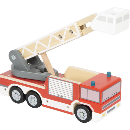Legler Small Foot Feuerwehr mit Drehleiter, Spielzeugauto, ab 24 Monate, Holz, Bunt, 12638