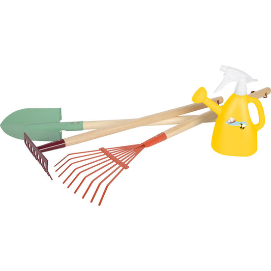 Legler Small Foot Gartenwerkzeug-Set mit Gießkanne Tiny Garden, Sandkasten, Outdoorspielzeug, ab 3 Jahre, Metall / Holz, Bunt, 12663