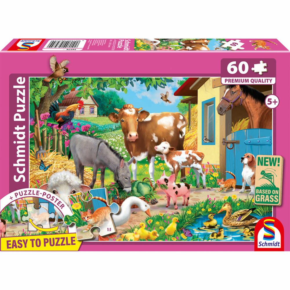 Schmidt Spiele Bauernhof Tiere , Kinderpuzzle, Kinder Puzzle, 60 Teile, 56574